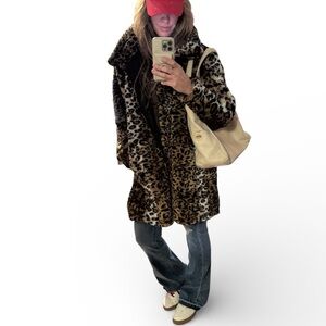 Roaman's Animal Print Teddy Jacket